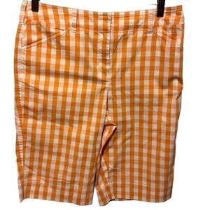 ☀️Jones New York Sport Orange Gingham Stretch Shorts Classic Fit Women Size 8